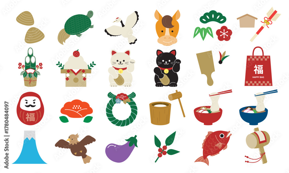 Obraz premium 日本のお正月イラスト