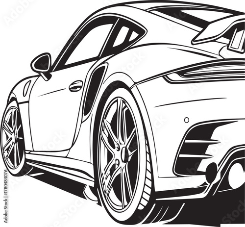 Black sports car vector illustration on white background