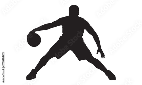 Basketball player dribbling silhouette