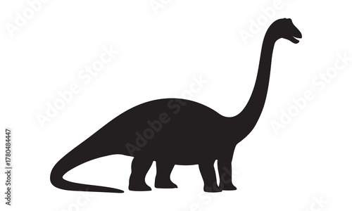 Black silhouette of a long necked dinosaur