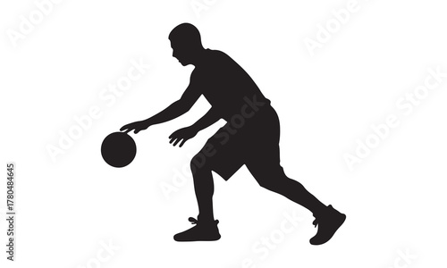 Basketball player dribbling silhouette