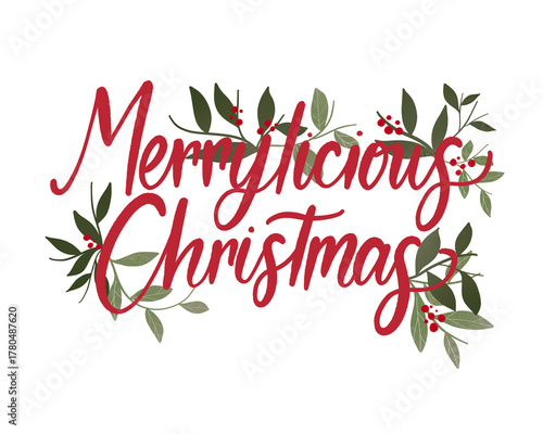 Merrylicious Christmas Calligraphy For Christmas Card Design and Decoration