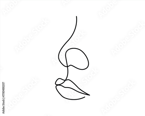 adobe illustrator art work nose and lips one line art