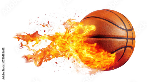 Basketball on fire isolated on a transparent background