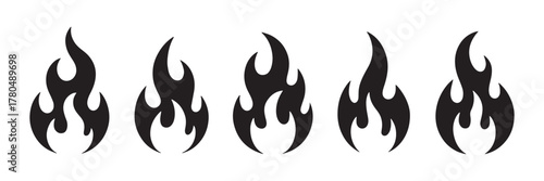 Fire icon collection. Fire flame symbol. Bonfire silhouette logotype. fire icon vector