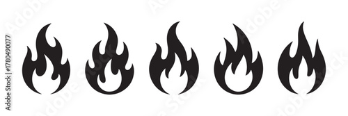 Fire icon collection. Fire flame symbol. Bonfire silhouette logotype. fire icon vector