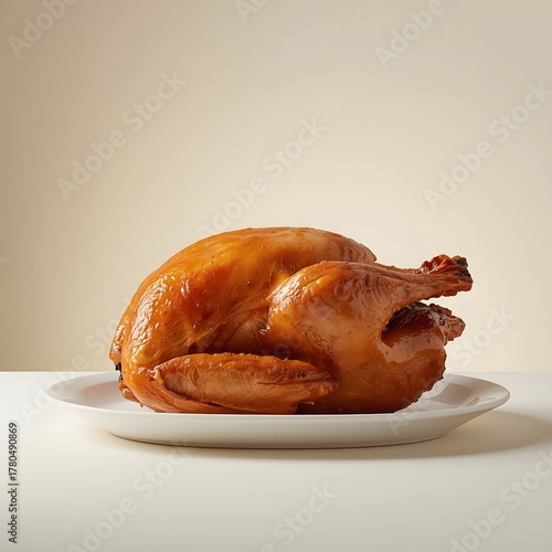 Roasted chicken on a white plate