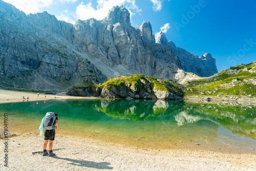 Coldai lake trail in the Dolomites, Italy	