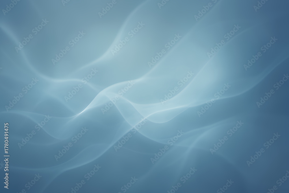 Fototapeta premium Abstract soft flowing blue light waves with a smooth gradient background, creating a calm and soothing atmosphere, representing elegance and fluid motion. Texture, background.