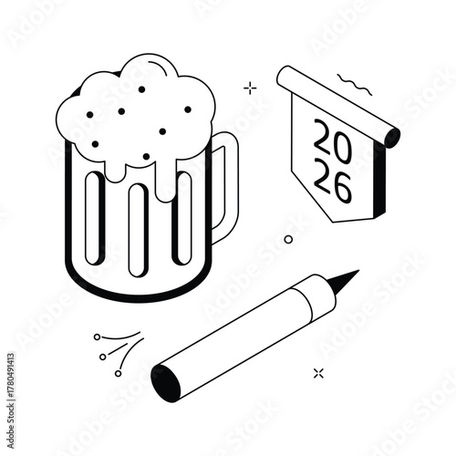 Take a look at this amazing illustration of new year celebration