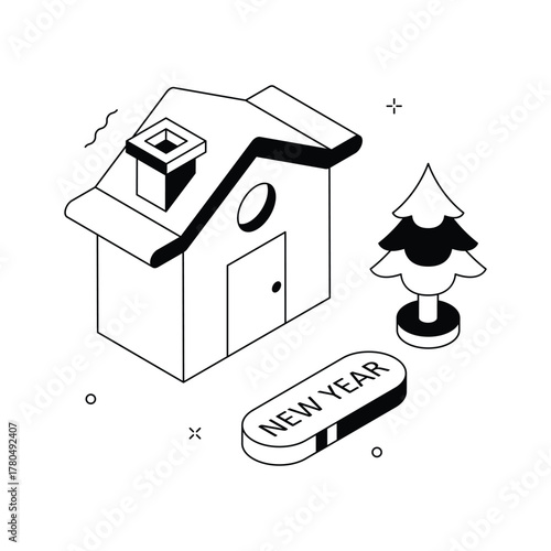 Take a look at this amazing isometric illustration of winter house