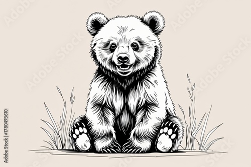 Cute panda eating bamboo coloring page