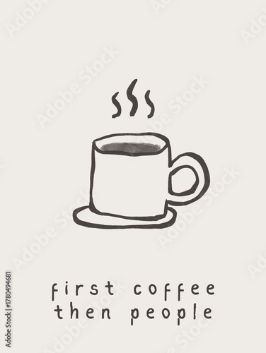 Tablou pe pânză Aesthetic Retro Coffee Print, Minimal Kitchen Decor, Espresso Line Art with Quot