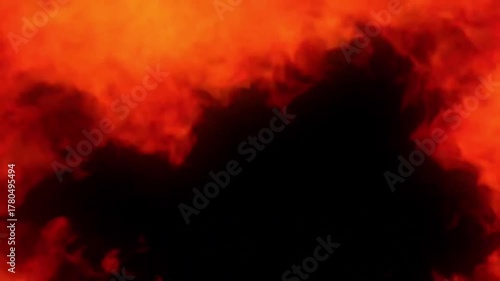 Massive fiery explosion fireball transition on dark background