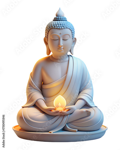 Beautiful Buddha Figurine with Lighted Candle for Sacred Space and Spiritual Growth