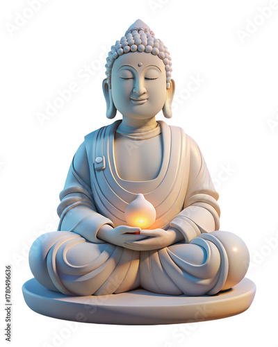 Elegant 3D Buddha Figurine with Gentle Light for Meditation and Mindful Living