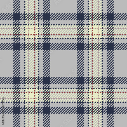 Smooth vector check seamless, path pattern background plaid. Sixties texture tartan textile fabric in silver and dark colors.