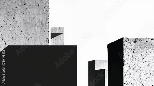 Abstract Architectural Vector with Brutalist Geometry and Concrete Surface Detail.