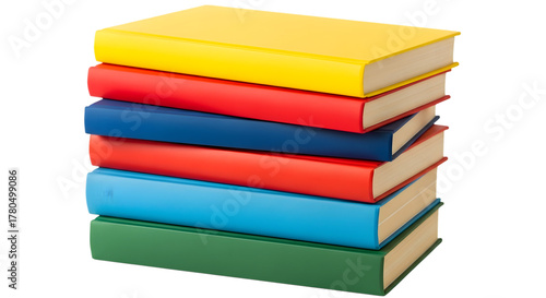 Wallpaper Mural Stack of six colorful books with yellow red blue and green covers on black background graphic design isolated on a transparent background Torontodigital.ca