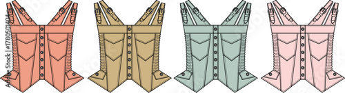 Vibrant Array of Corset Top Illustrations for Fashion Designs