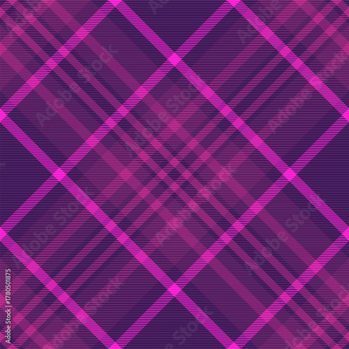 Hobby seamless pattern vector, artistic texture fabric background. Paisley plaid tartan check textile in purple and violet colors.