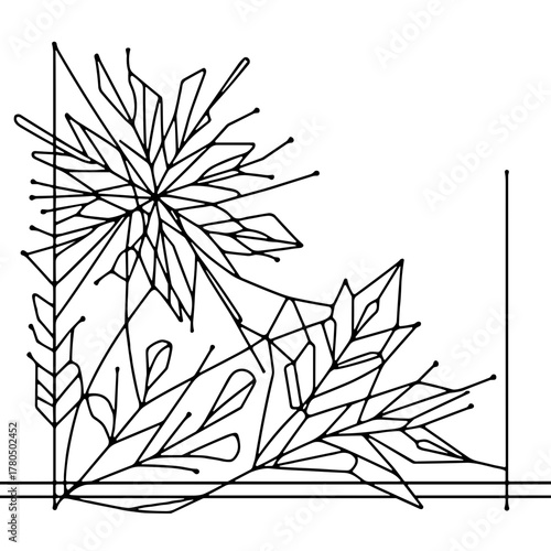 Frost pattern on glass (geometric outline) Winter Weather outline / minimal linear vector