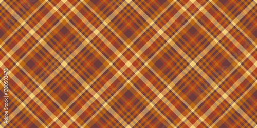 Strong texture fabric textile, equal tartan check plaid. Pure seamless background vector pattern in red and orange colors.