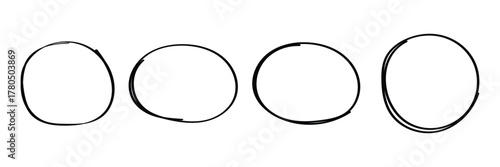  balck Hand drawn circles frame set. Doodle marker highlight ovals. Marker sketch. Highlighting text and important objects. Round scribble frames. eps 10 