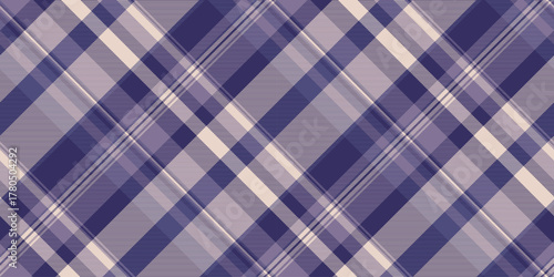 Old background tartan fabric, other plaid pattern check. Handkerchief vector textile seamless texture in indigo and light colors.