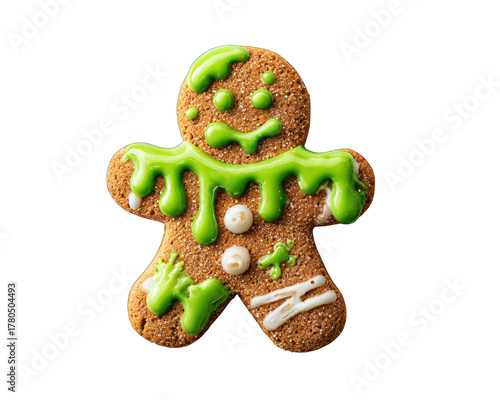 Cute Gingerbread Man Cookie with Green Slime Halloween Christmas Crossover