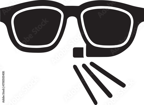 Silhouette of augmented reality glasses with projection outline, futuristic tech concept.