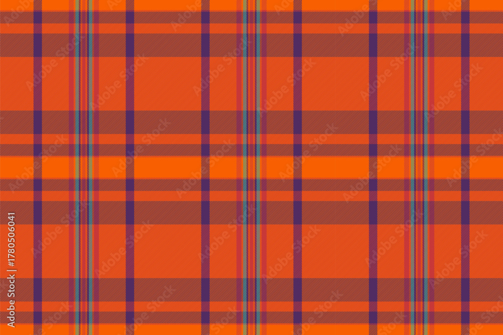 Obraz premium Strong tartan pattern vector, net textile check plaid. Machinery texture background seamless fabric in bright and red colors.