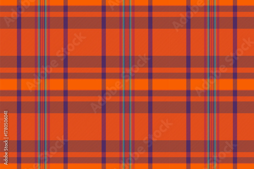 Strong tartan pattern vector, net textile check plaid. Machinery texture background seamless fabric in bright and red colors.
