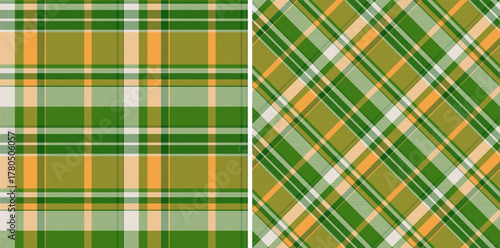 Background vector texture of check pattern textile with a tartan seamless fabric plaid. Set in summer colors. Fashion outfits for women.