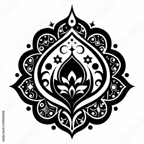 Eid Motif Mehndi vector clean black silhouette design white background