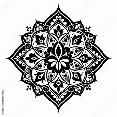 Eid Motif Mehndi vector clean black silhouette design white background