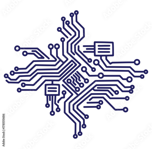 Detailed circuit board diagram illustration in blue color technology and electronic design concept