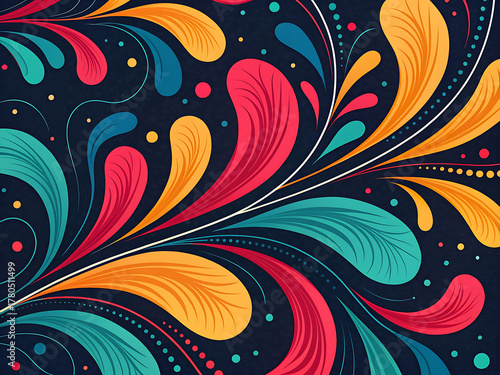 Vibrant Abstract Design With Flowing Shapes in Dark Background