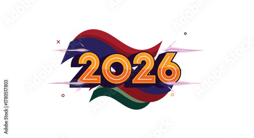 Celebrate 2026 with vibrant flair, get ready for an exciting new year, perfect for posters, invitations and social media designs