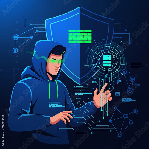 Vigilant cybersecurity specialist fortifying digital defenses and securing online data against evolving threats