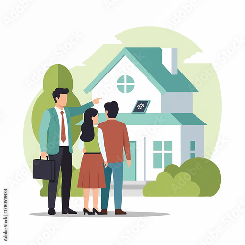 Young couple receives expert guidance from a real estate agent during a property viewing experience