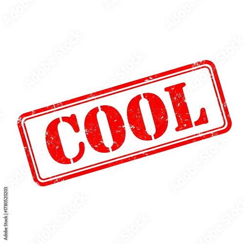 Red distressed rubber stamp with the word cool in bold letters isolated on transparent background