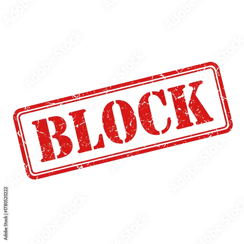 Red rubber stamp with the word block printed in bold letters isolated on transparent background