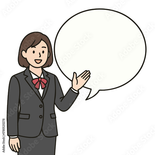 吹き出しイラスト　制服の女性