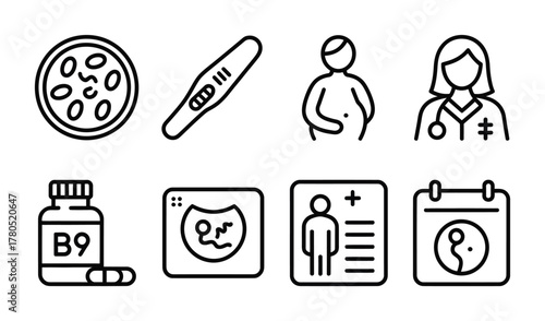 Pregnancy maternity health motherhood icons pack