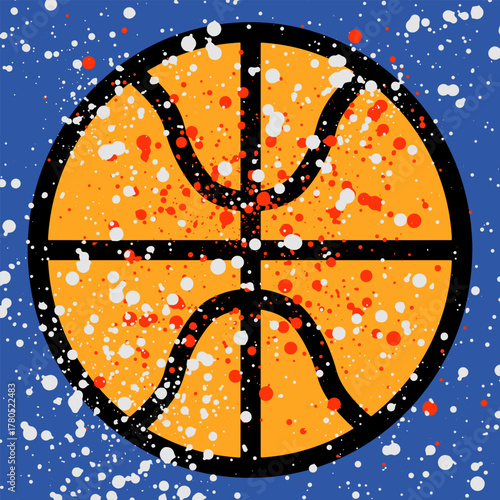 Colorful grunge basketball background with graffiti art splashes