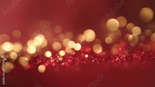 Golden and Red Christmas Bokeh Background