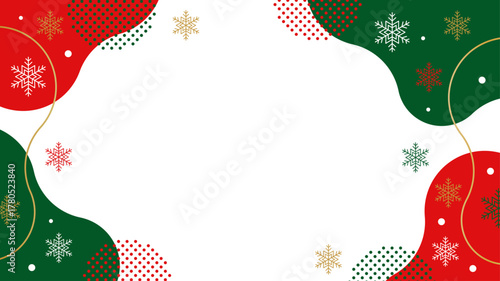 クリスマス　抽象的　フレーム　赤　緑　雪の結晶　シェイプ