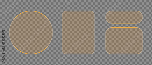 Neon light frame liquid glass effect UI elements for mobile phone ux, web interface, tech and hud