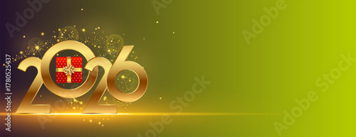 2026 happy new year festive card with text space